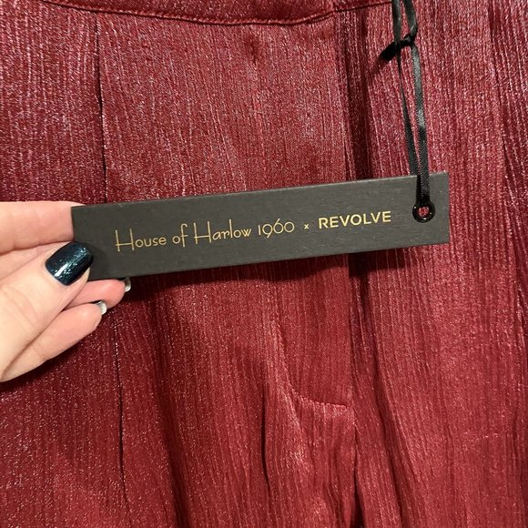 House of Harlow 1960 x Revolve Vincent Pant in Lurex Raspberry Red Size XS NWT - Picture 2 of 10